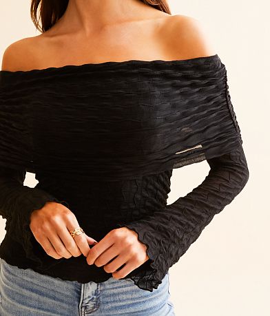 Willow &amp; Root Textured Mesh Off The Shoulder Top misc detail 1 view