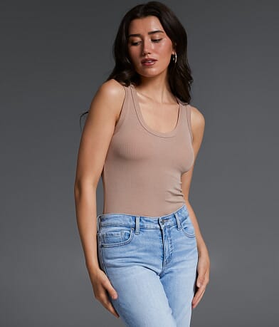 Buckle Black Zoey Ribbed Tank Top front view