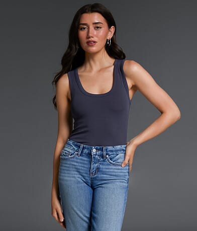 Buckle Black Zoey Ribbed Tank Top front view