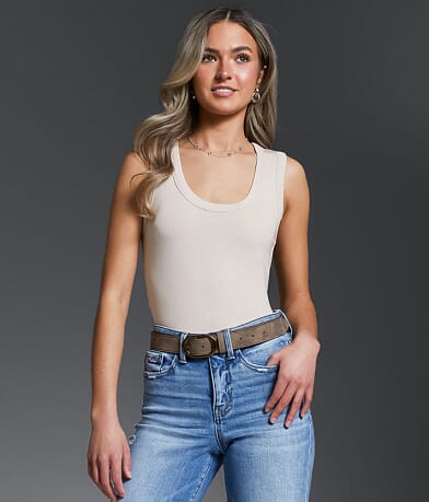 Buckle Black Zoey Ribbed Tank Top front view