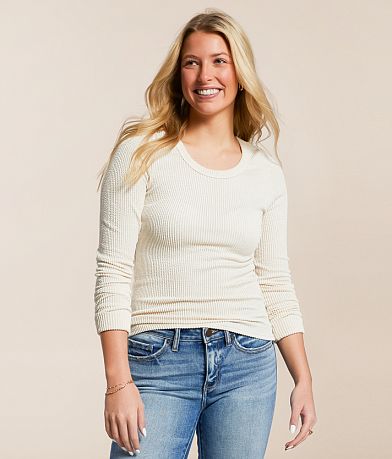 BKE Ribbed Knit Top front view