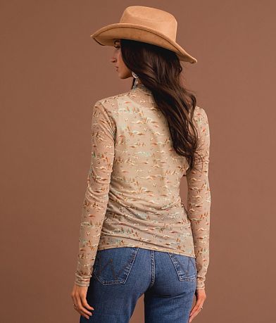 Sterling &amp; Stitch Western Mesh Top back view
