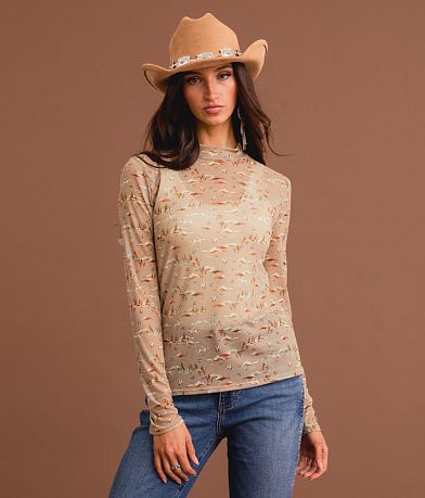 Sterling &amp; Stitch Western Mesh Top full right side view