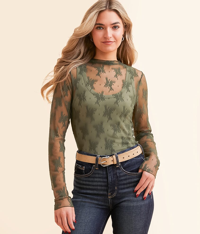 Floral Mesh Top
