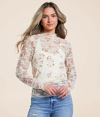 Willow & Root Floral Lace Top front view