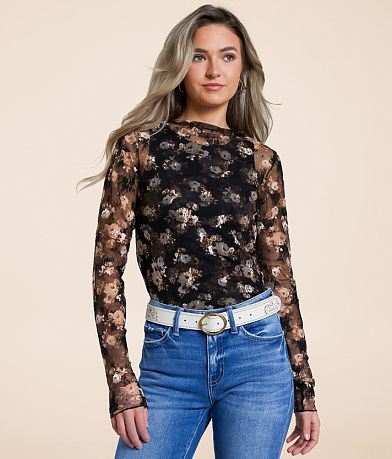 Willow & Root Floral Lace Top front view