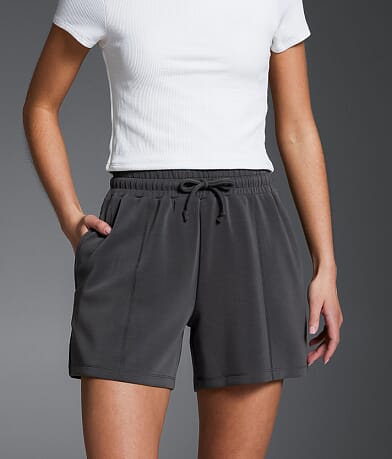 Buckle Black High Rise Stretch Short front view