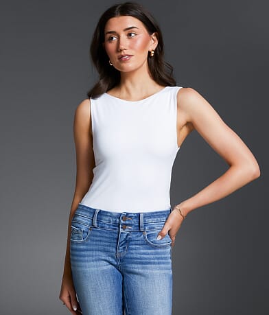 Buckle Black High Neck Shaping & Smoothing Tank Top front view
