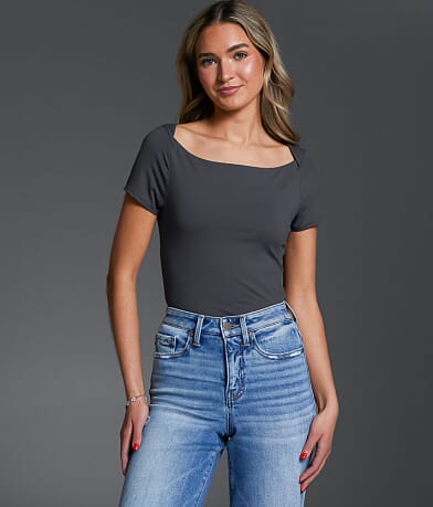 Buckle Black Boatneck Black Shaping & Smoothing Top front view