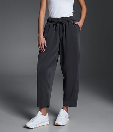 Buckle Black Barrel Leg Scuba Pant front view