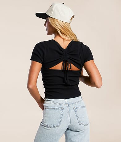 FITZ + EDDI Open Back Cinch Tie Top front view