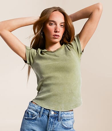 Gilded Intent Washed Knit Top front view