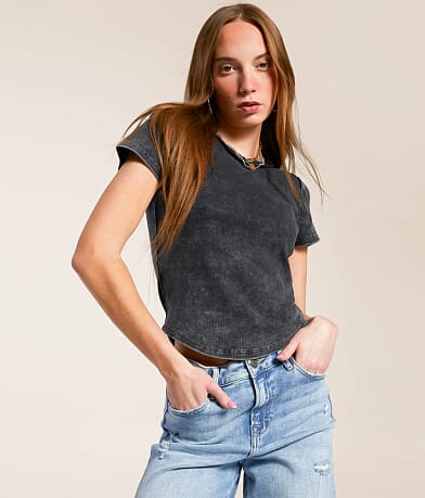 Gilded Intent Washed Knit Top front view