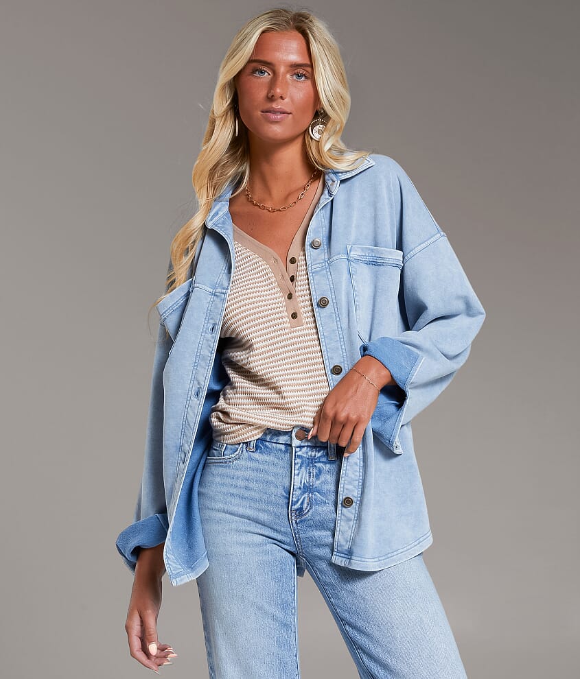 Washed Knit Shacket - thumbnail 2
