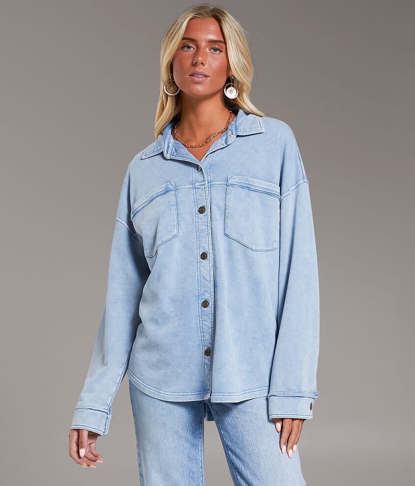 Washed Knit Shacket - thumbnail 3