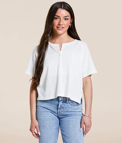 FITZ + EDDI Cropped Thermal Henley front view