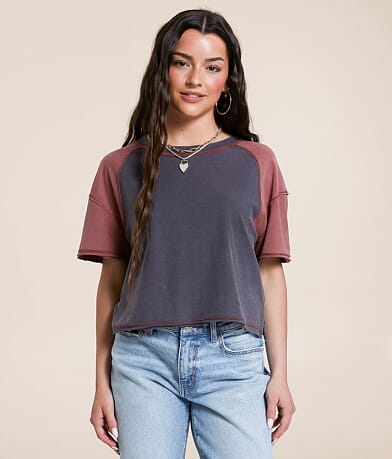 FITZ + EDDI Color Block Cropped T-Shirt front view