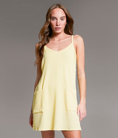 BKE Ribbed Romper Dress front view