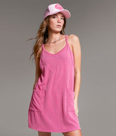 BKE Ribbed Romper Dress front view