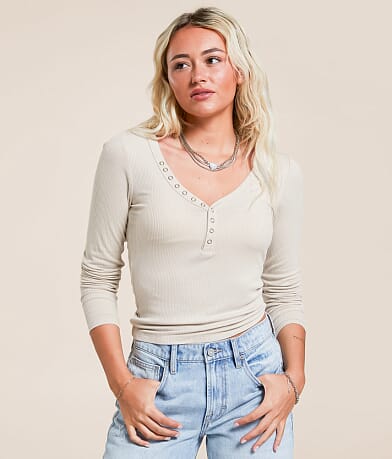 Gilded Intent Washed Henley front view