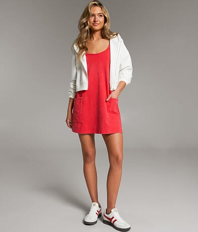 BKE Washed Romper Dress front view