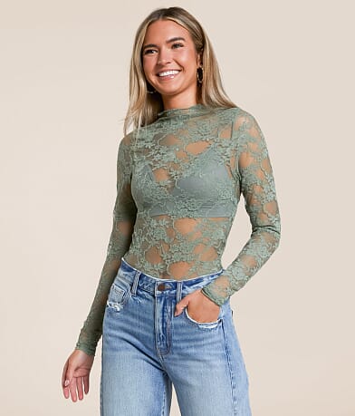 Willow & Root Floral Lace Top front view