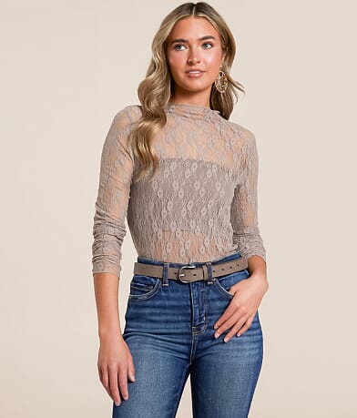 Willow & Root Floral Lace Top front view