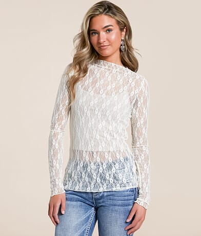 Willow & Root Floral Lace Top front view