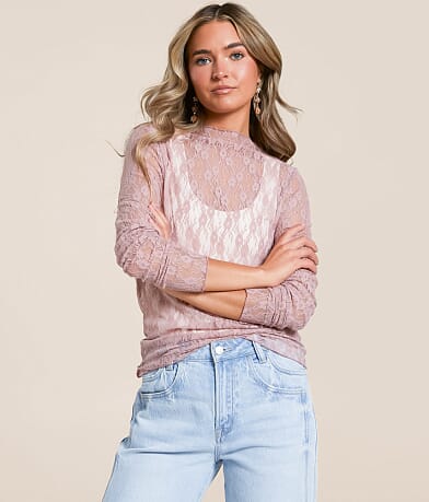 Willow & Root Floral Lace Top front view