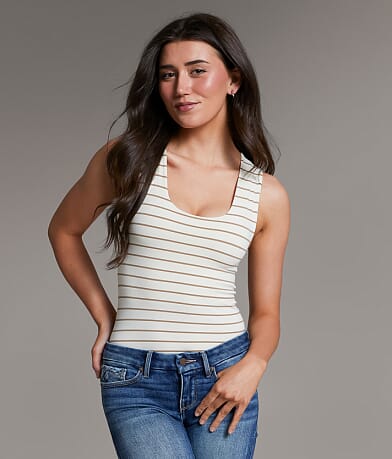 BKE core Striped Contour Tank Top front view