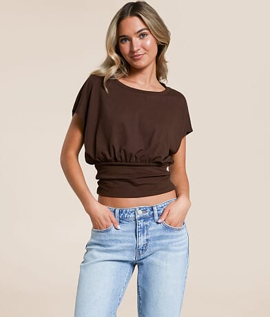 Willow & Root Banded Dolman Top front view