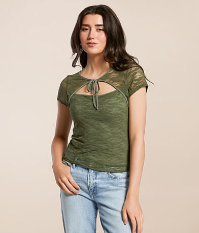 Willow & Root Keyhole Lace Top front view