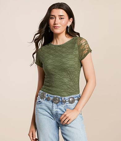 Willow & Root Keyhole Lace Top front view