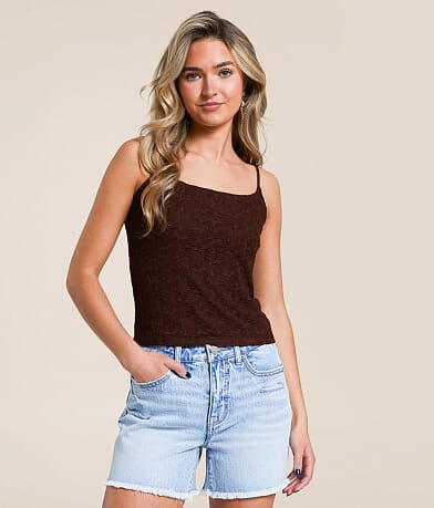Willow & Root Lace Cropped Tank Top front view