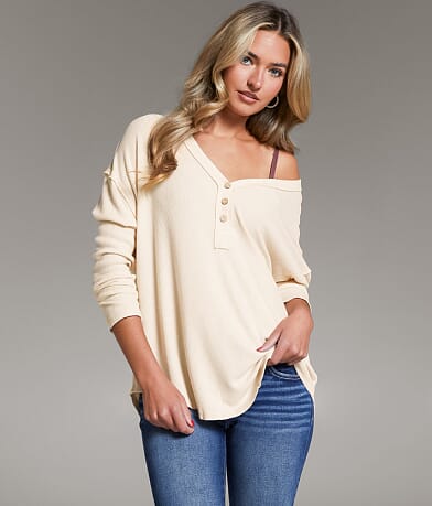 BKE Ribbed Henley front view