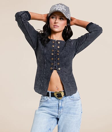 Gilded Intent Split Hem Top front view