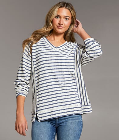 BKE Textured Stripe Top front view