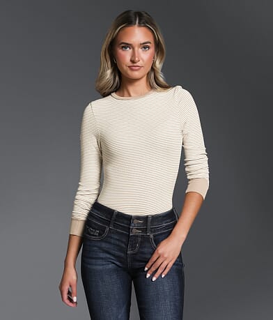 Buckle Black Zoey Striped Top front view