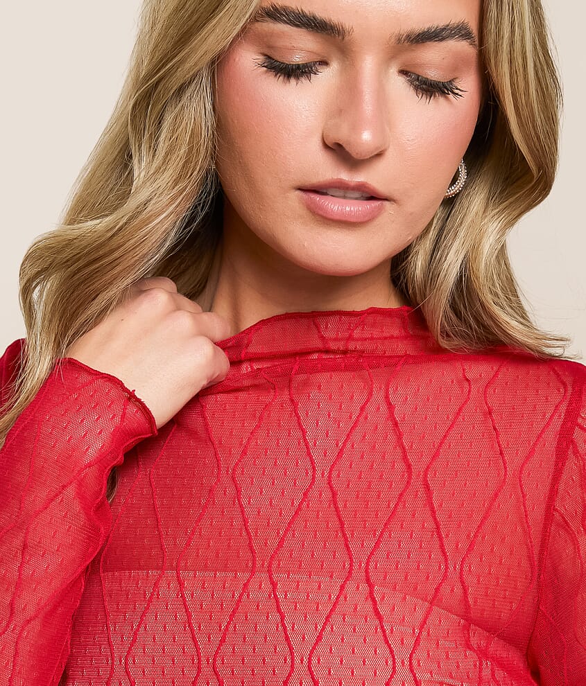 Embroidered Mesh Top
