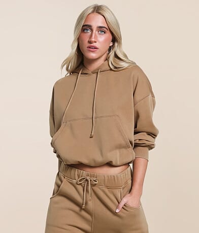 Gilded Intent Bubble Hem Hooded Sweatshirt front view