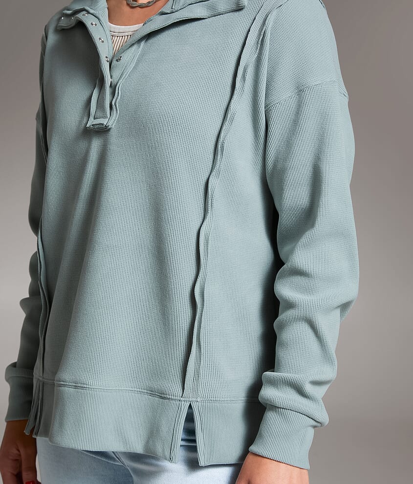Raw Edge Henley Pullover