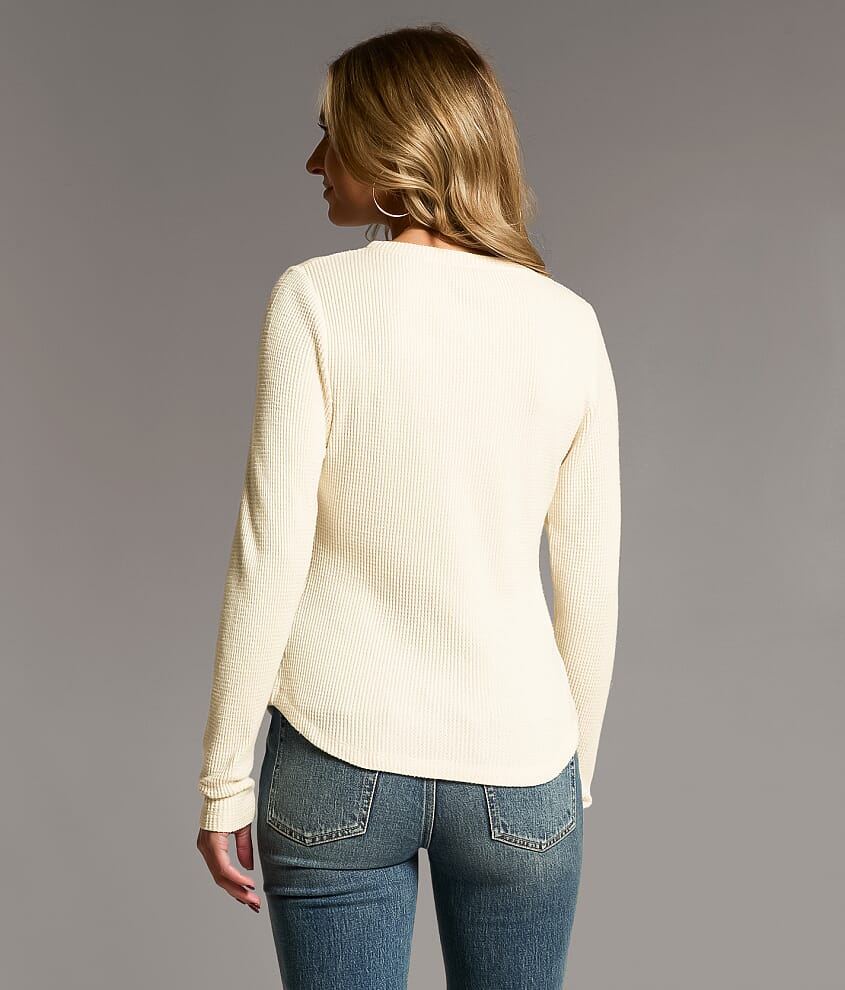 Marled Waffle Knit Top