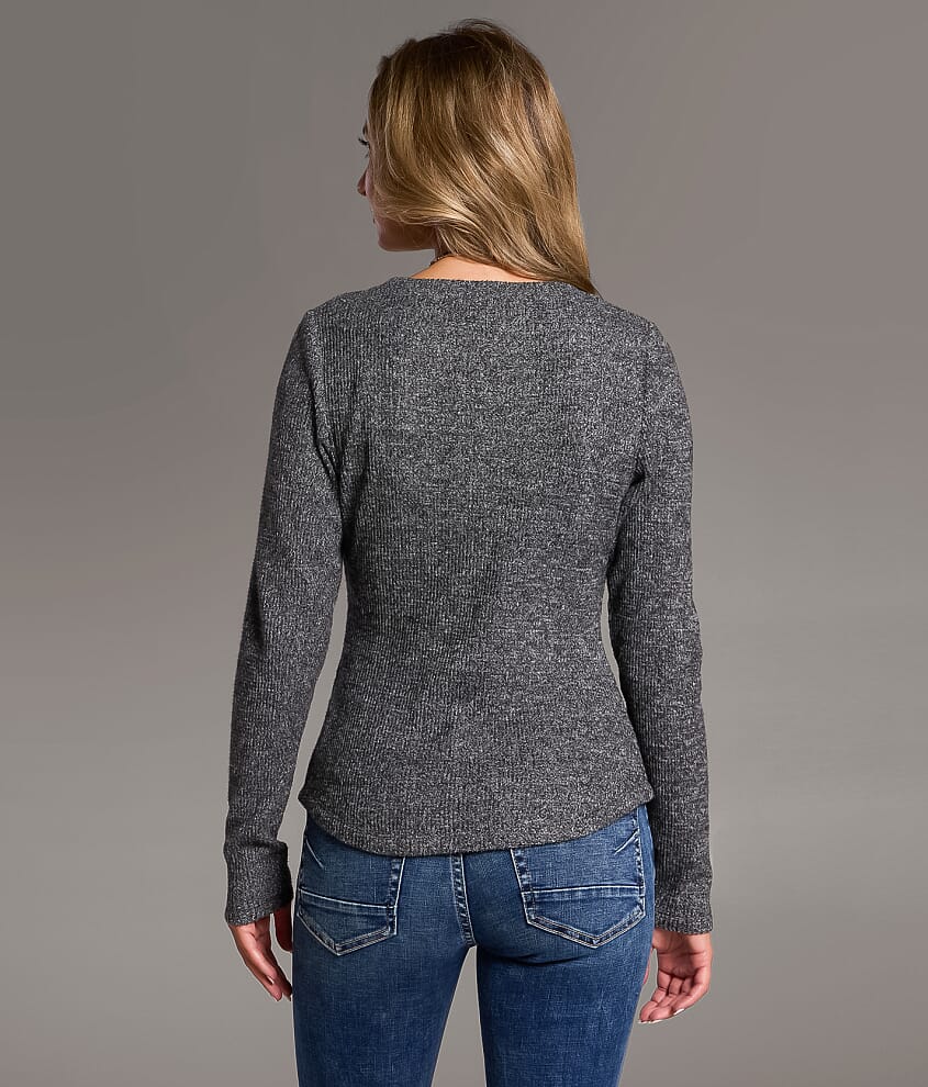 Marled Waffle Knit Top