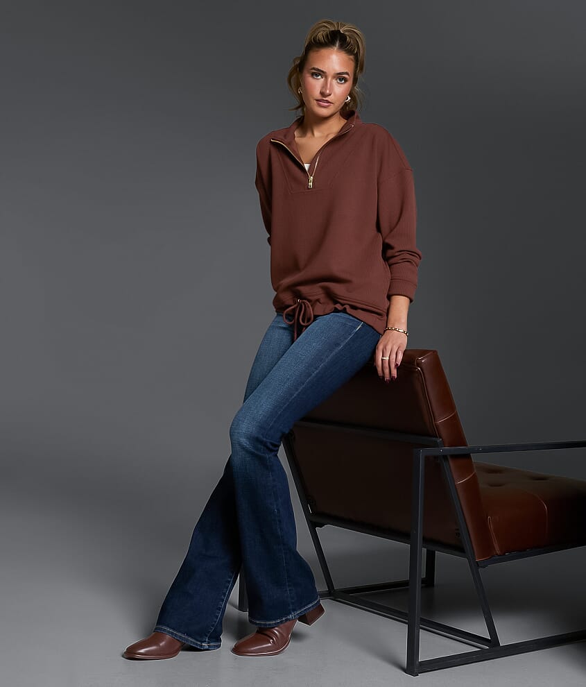 Ribbed Quarter Zip Pullover