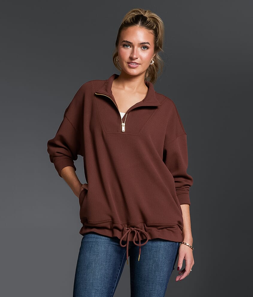 Ribbed Quarter Zip Pullover