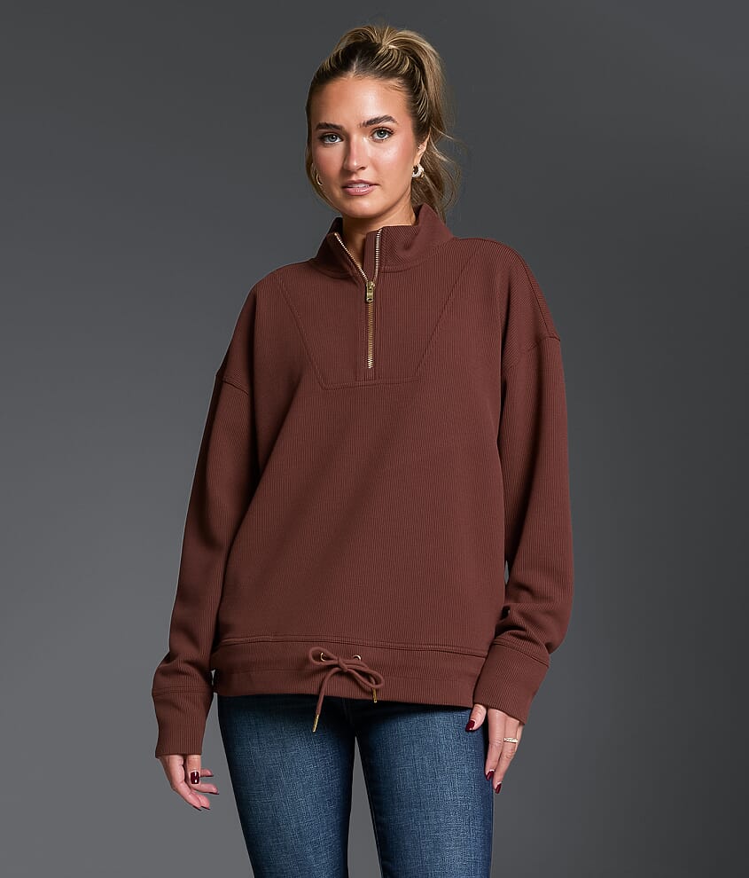 Ribbed Quarter Zip Pullover