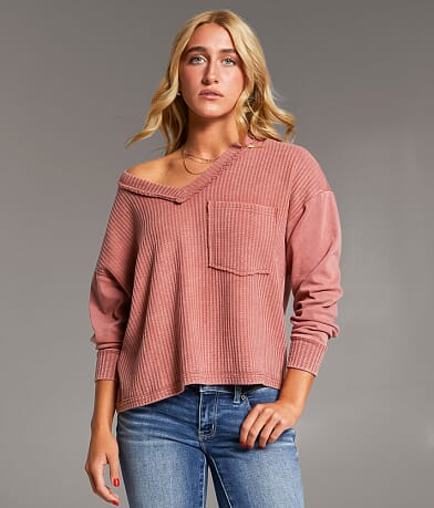 BKE Waffle Knit Top front view