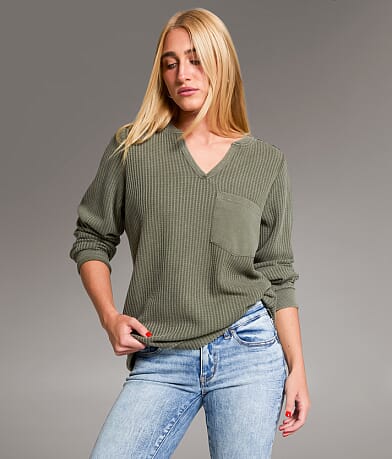 BKE Waffle Knit Top front view