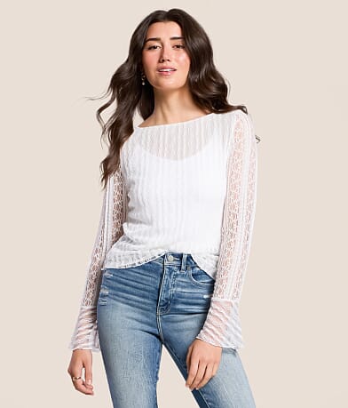 Willow & Root Mixed Lace Top front view