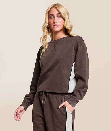 Gilded Intent Washed Color Block Pullover front view